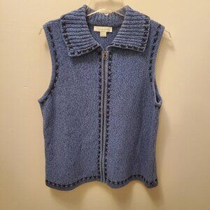Women's Christopher and Banks Zip Sweater Vest. Size M, Blue, Excellent Cond!